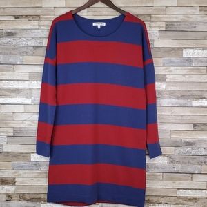 Blue & Redish-Burgundy Stripe Lacoste Dress